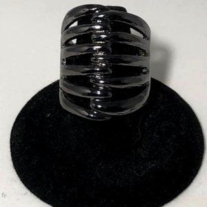 Shiny Gun Metal Rib Cage Ring